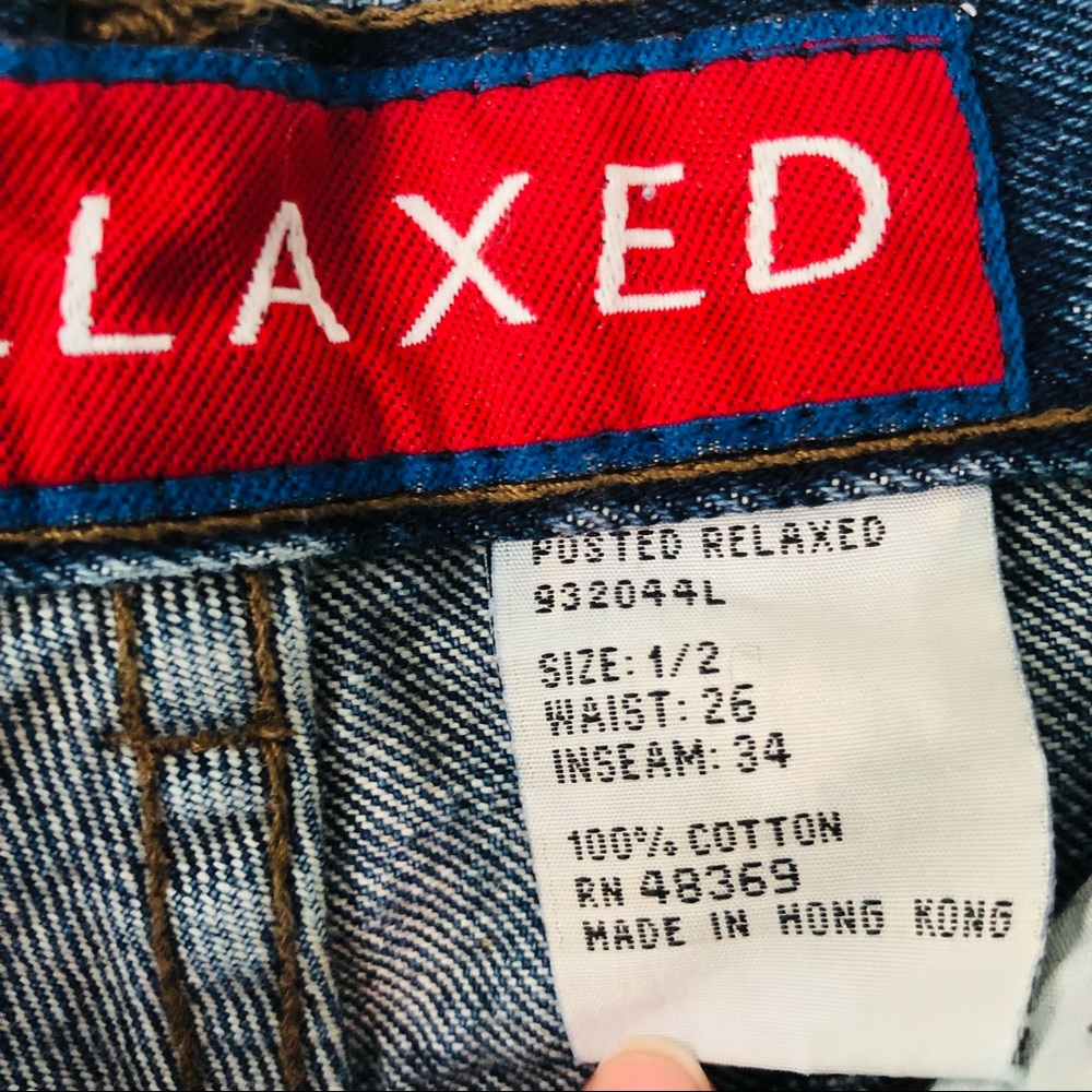 sold - VINTAGE 90s High Waisted Raw Hem Denim Mom Shorts - Picture 5 of 14